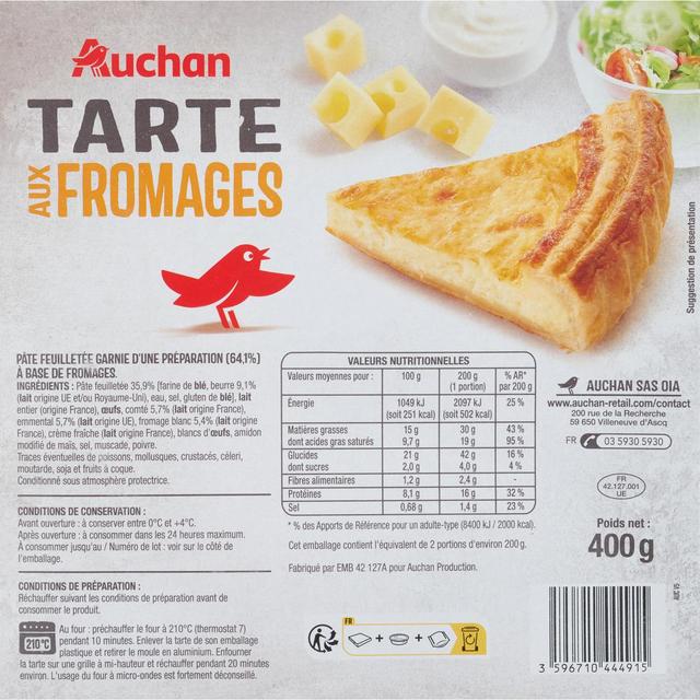 3596710444915 - Auchan - Tarte aux Fromages