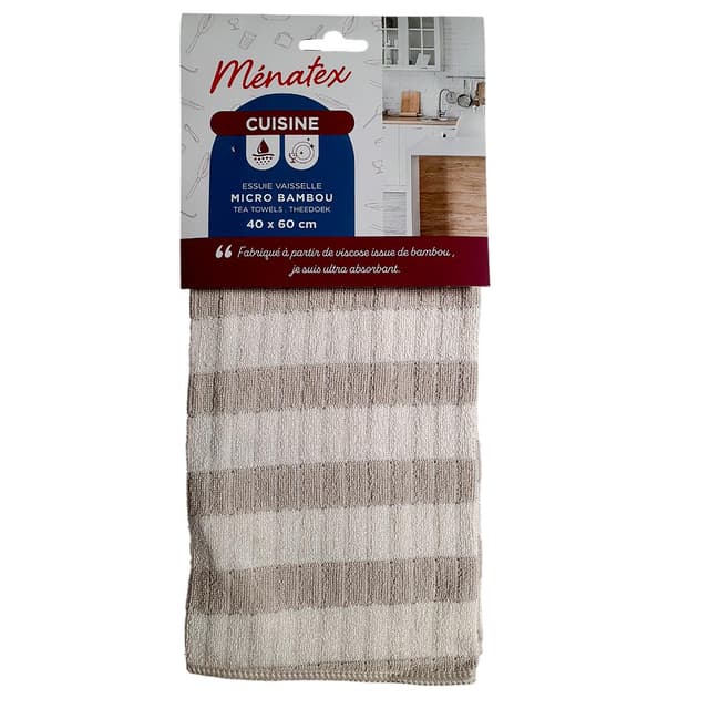 3061050615115 - Ménatex - Essuie vaisselle en microfibre de bambou 40x60cm