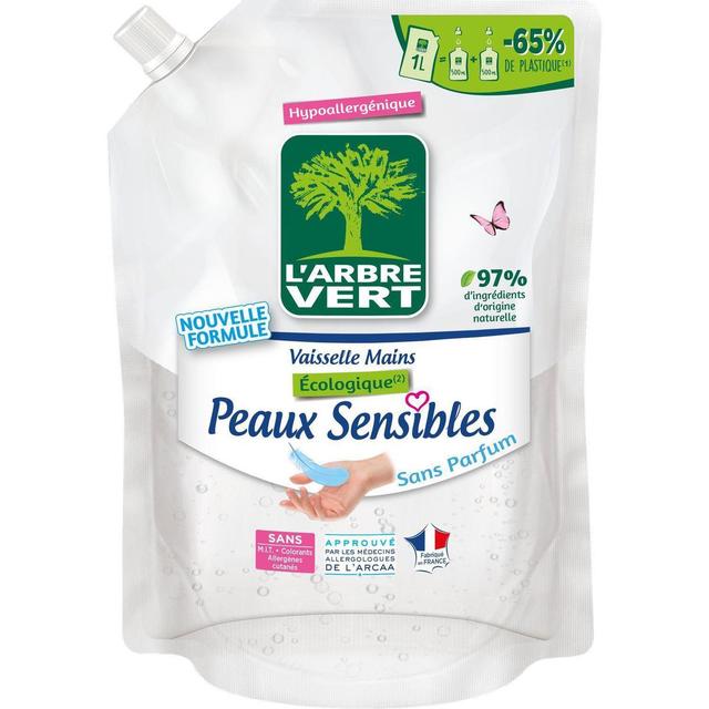 3450601047015 - L'arbre Vert - Liquide vaisselle Mains Peaux Sensibles recharge