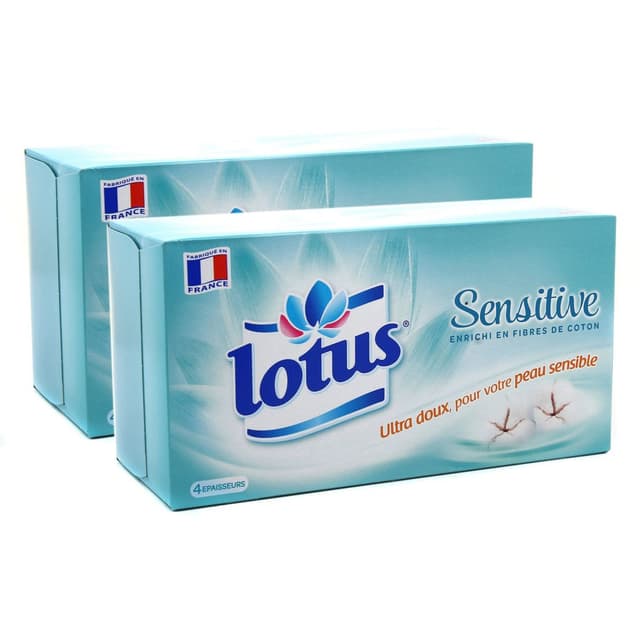 2050000310416 - Lotus - Mouchoirs en boîte Sensitive blancs