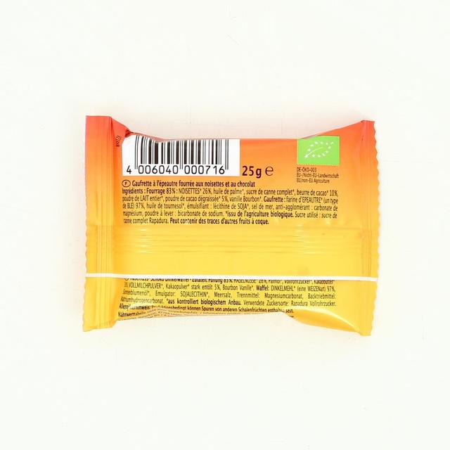 4006040000716 - Rapunzel - Gaufrette Bio noisette et chocolat Samba Snack