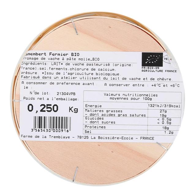 3565430004082 - La Ferme de la Tremblaye - Camembert fermier bio au lait entier