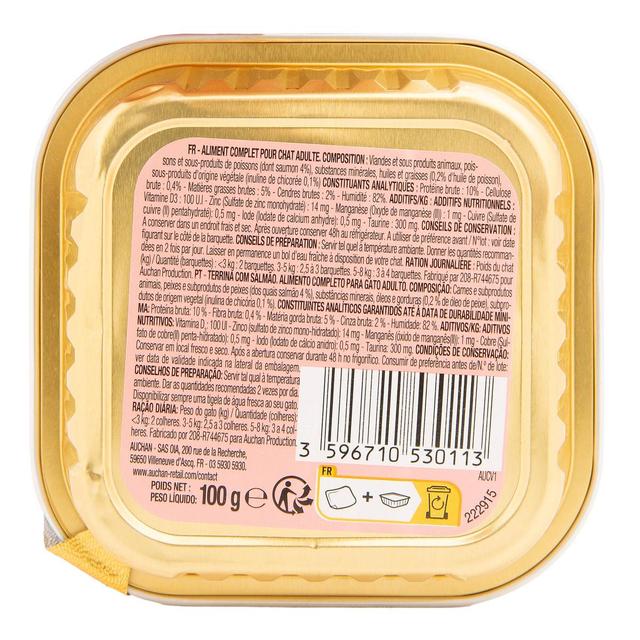 3596710542116 - Auchan - Barquette Terrine riche en saumon pour chat