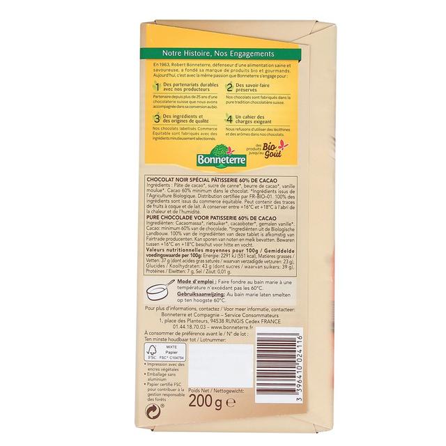 3396410024116 - Bonneterre - Chocolat noir pâtisserier bio 60%