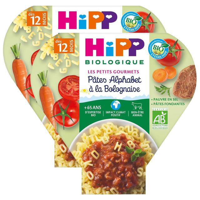 2050000394416 - Hipp - Les Petits Gourmets - Pâtes Alphabet à la Bolognaise Bio Assiette Bébé Dès 12 mois