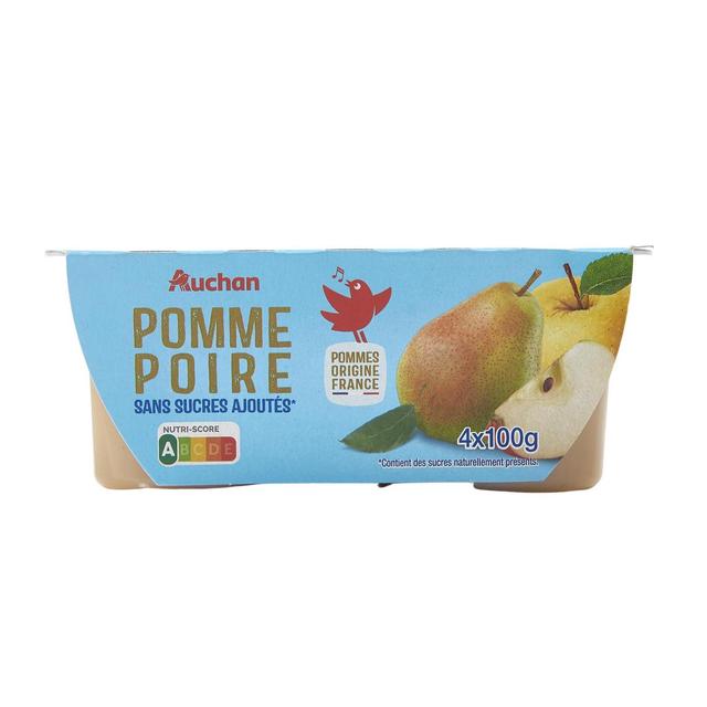 3596710335916 - Auchan - Coupelles purée de pomme poire sans sucres ajoutés