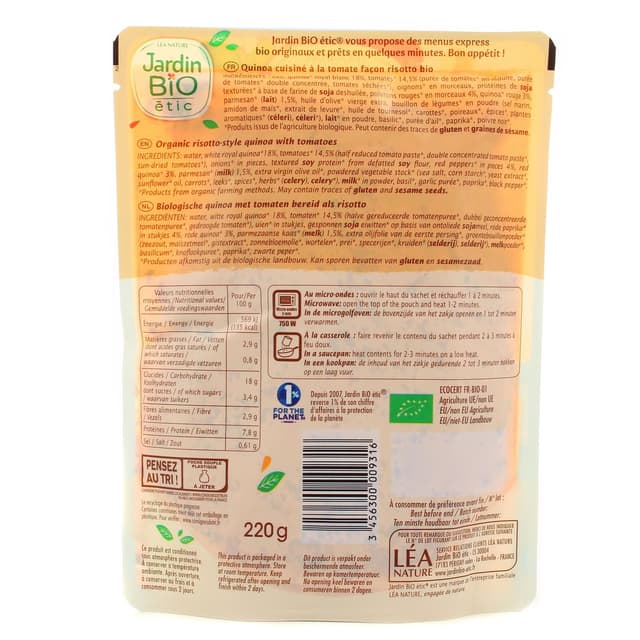 3456300009316 - Jardin Bio Etic - Quinotto Tomate Parmesan Bio