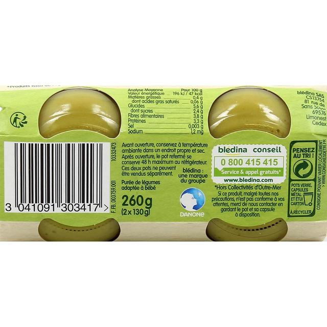 3041091303417 - Blédina - Les Récoltes Bio - Petits Pois Bio Pot Bébé Dès 4/6 mois