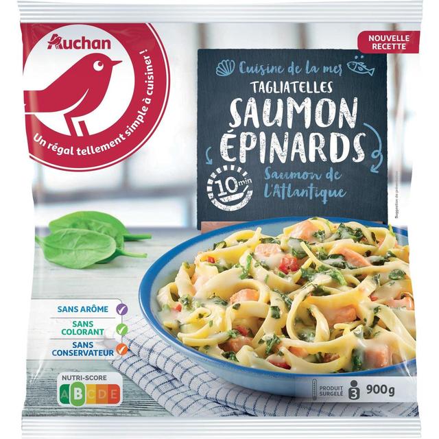 3596710344017 - Auchan - Tagliatelles au saumon et aux épinards