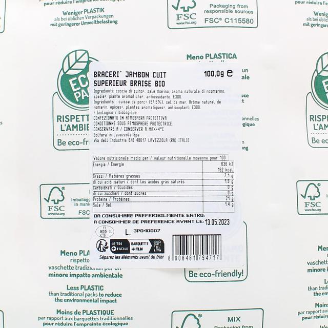 8008481794717 - Le Biodelizie Di Golfera - Jambon Braisé Cuit aux Herbes Bio