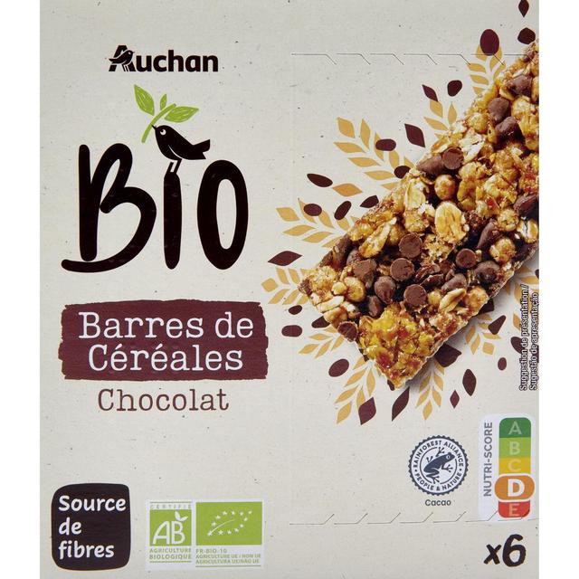3596710475117 - Auchan BIO - Barres de céréales au chocolat bio