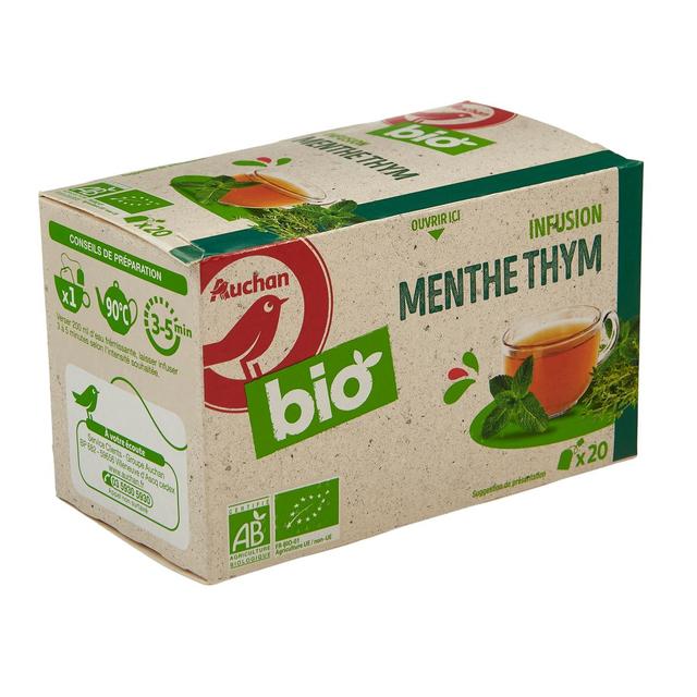 3596710409617 - Auchan BIO - Infusion menthe et thym bio