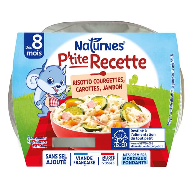 7613287169617 - Naturnes® - P'tite Recette - Risotto Courgettes Carottes Jambon Bol Bébé Dès 8 mois