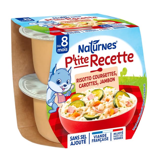 7613287169617 - Naturnes® - P'tite Recette - Risotto Courgettes Carottes Jambon Bol Bébé Dès 8 mois