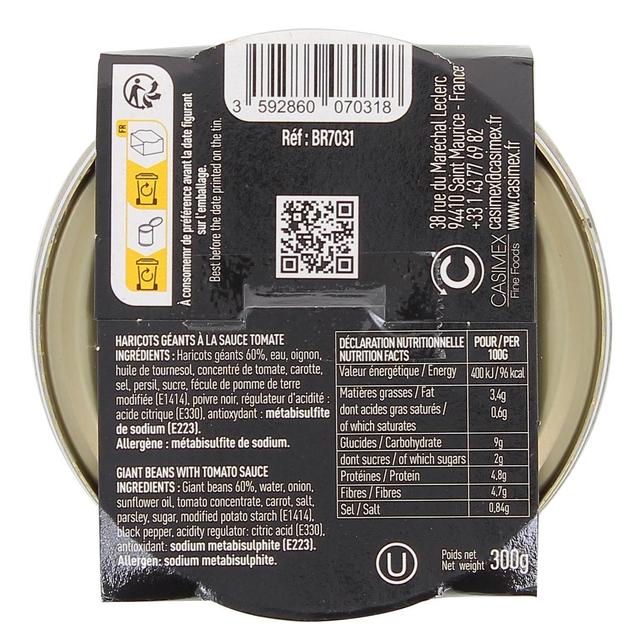 3592860070318 - Baton rouge - Haricots Géants à la Tomate