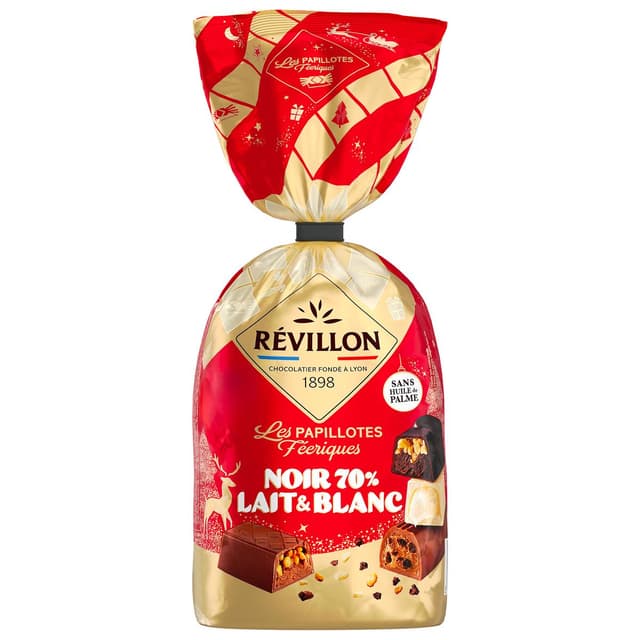 3110846190418 - Révillon - Papillotes Chocolat Noir 70%, Lait et Blanc Assortiment