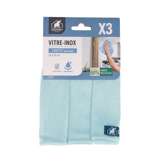 3543534950818 - Elephant - 3 lavettes vitres