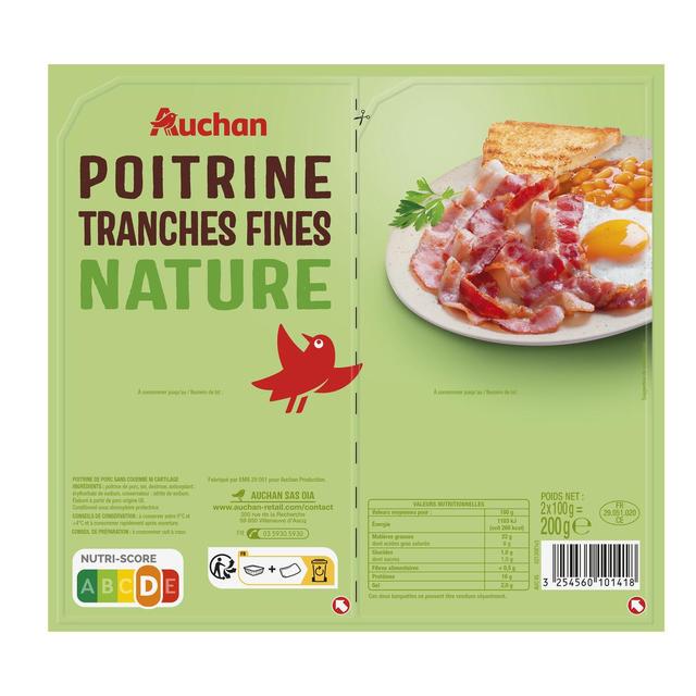 3254560101418 - Auchan - Poitrine Nature Tranches Fines