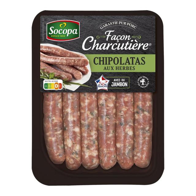 3039050643018 - Socopa - Chipolatas Supérieures aux Herbes Façon Charcutière avec du Jambon