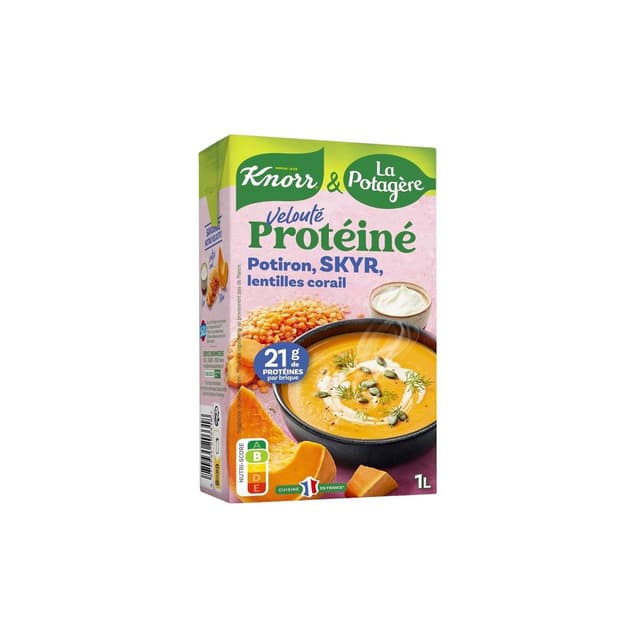 3274935203318 - Knorr & La Potagère - Soupe Velouté Protéiné Potiron Skyr Lentilles Corail Soupe liquide en brique familiale