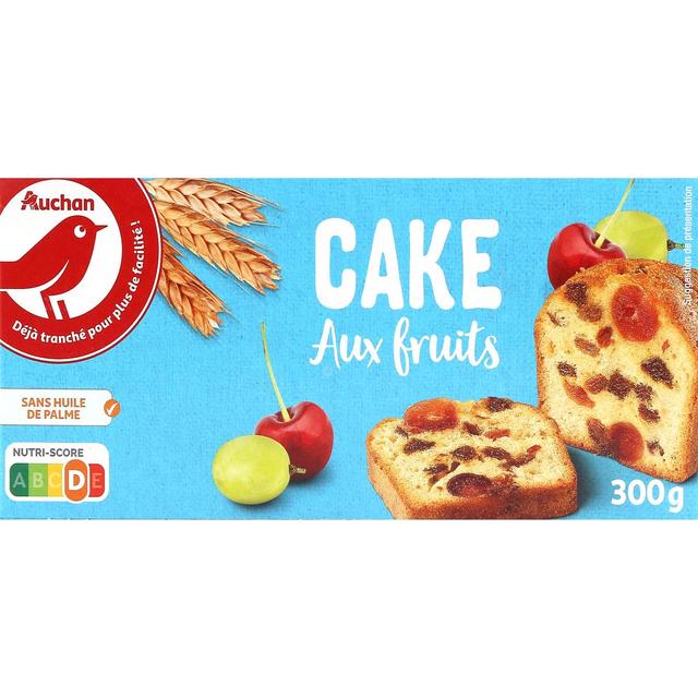 3596710424818 - Auchan - Cake aux fruits sans huile de palme prétranché