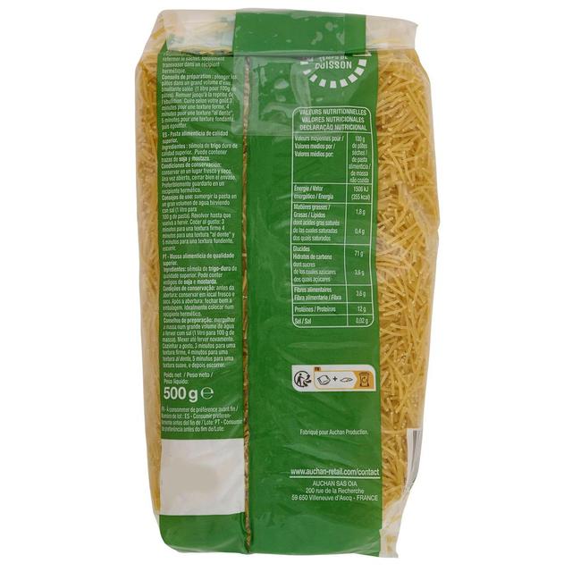 3596710515899 - Auchan - Pâtes Cheveux d'Ange cuisson rapide 3 min