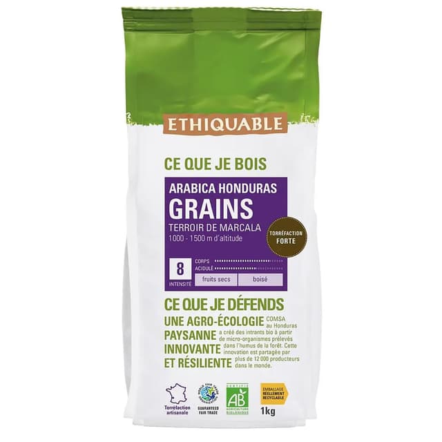 3760091729118 - Ethiquable - Commerce Equitable - Café en grains Bio du Honduras