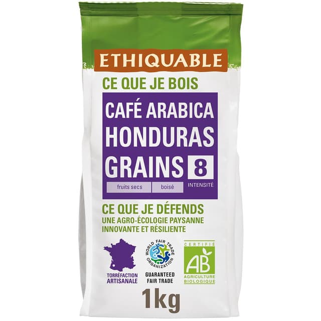 3760091729118 - Ethiquable - Commerce Equitable - Café en grains Bio du Honduras