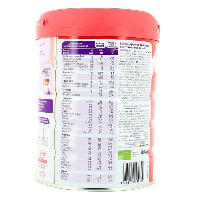 3288131580319 - Babybio - Lait bébé en poudre Optima Bio 1er âge, 0-6 mois
