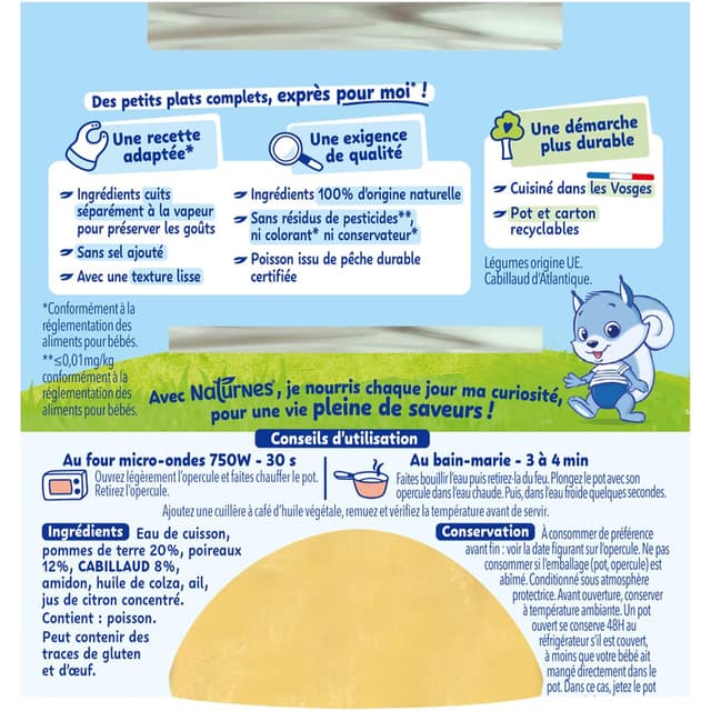 8445291591219 - Naturnes® - Pommes de terre Poireau Cabillaud Bol Bébé dès 6 mois