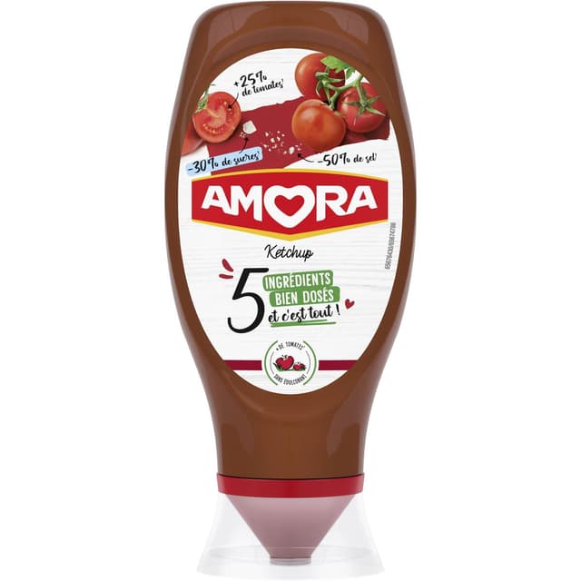 8710522922019 - Amora - Ketchup 5 ingrédients en Flacon Souple Squeeze Top Down