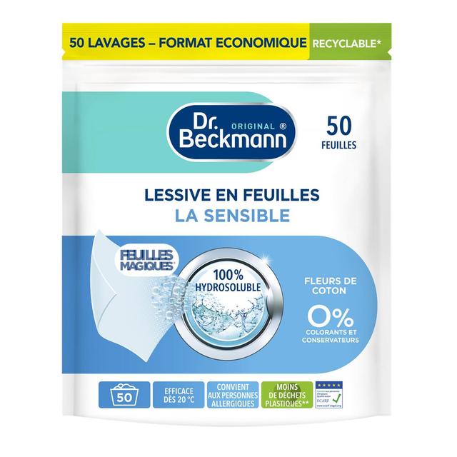 4008455612119 - Dr Beckmann - Lessive en feuille Peaux sensibles Fleurs de Coton