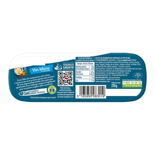 3165950083019 - Saupiquet - Filets de Maquereaux Marinés Vin blanc et Aromates- Format Familial