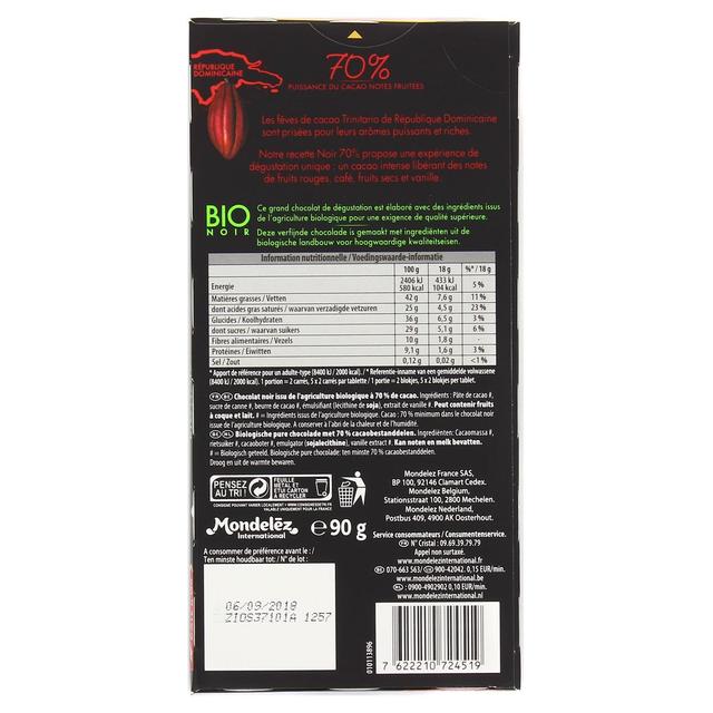 7622210724519 - Côte d'Or - Chocolat noir bio 70% de cacao