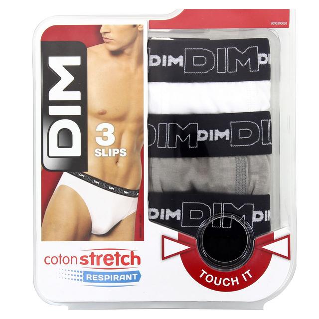 3040522945219 - Dim - 3 Slips Homme Coton Stretch noir/blanc/gris