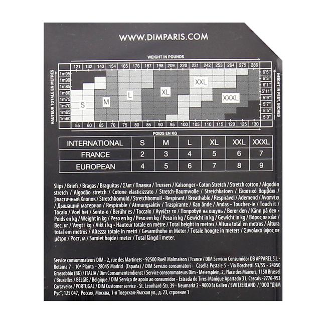 3040522945219 - Dim - 3 Slips Homme Coton Stretch noir/blanc/gris