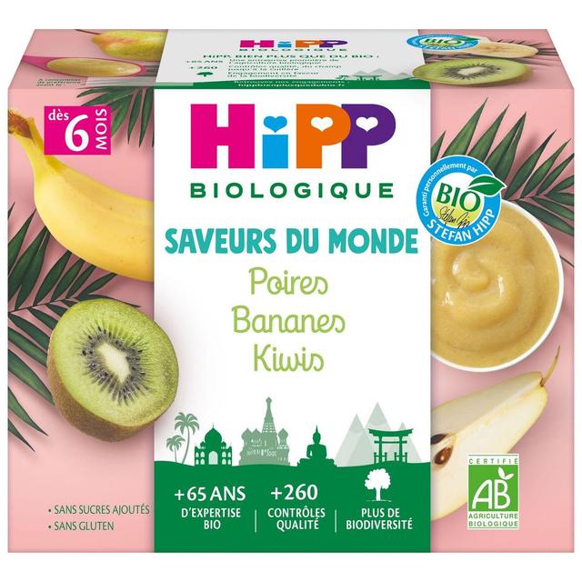 4062300429819 - Hipp - Saveurs du Monde - Poires Bananes Kiwis Bio Coupelles Bébé Dès 6 mois