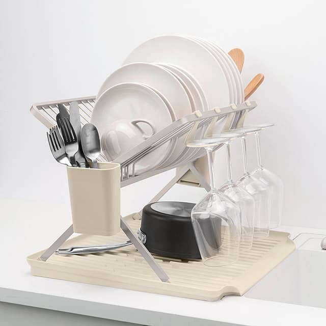 8710755252020 - Brabantia - Egouttoir à vaisselle pliable, large - Soft Beige