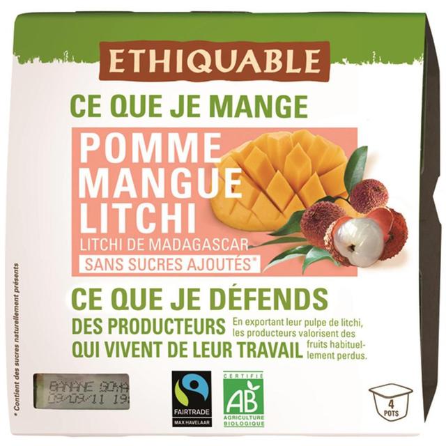 3760091722720 - Ethiquable - Commerce Equitable - Purée pomme mangue litchi Bio
