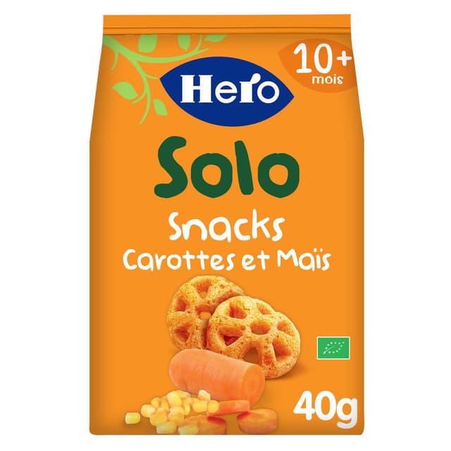 8410175073020 - Hero Solo - Snacks Carottes et Maïs Bio Bébé Dès 10 mois
