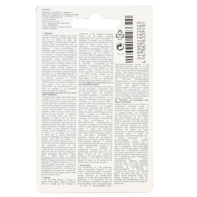 3159921223320 - Nuk - Tétines Silicone Base large SERENITY 6/18 m XL Lait & Céréales