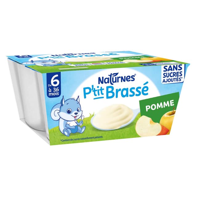 8445291056220 - Naturnes® - P'tit Brassé - Dessert Lacté Pomme Sans Sucre Ajouté Coupelle Bébé Dès 6 mois