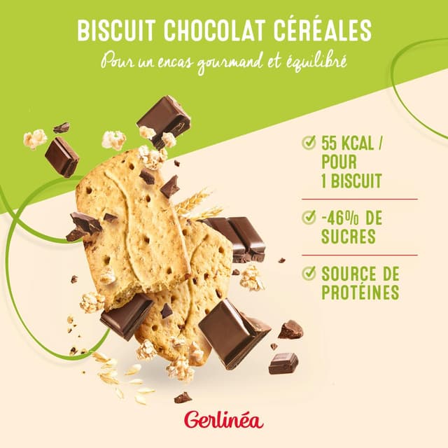 3175681797420 - Gerlinéa - 4 Biscuits chocolat céréales -49% de sucres en moins