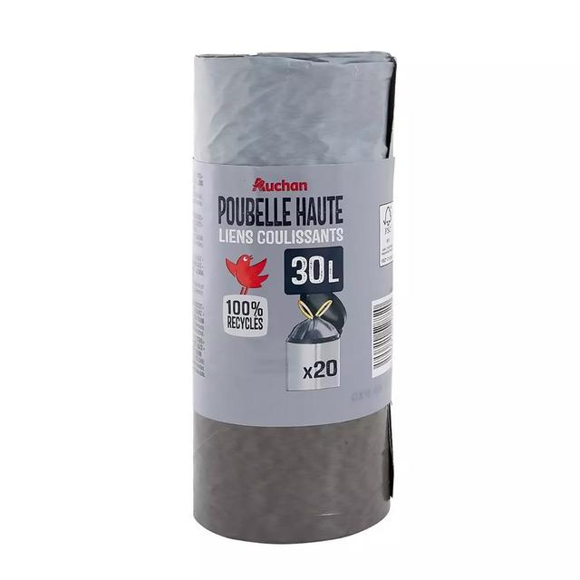 3596710528820 - Auchan - Sacs poubelle avec lien coulissant poubelles hautes 30L