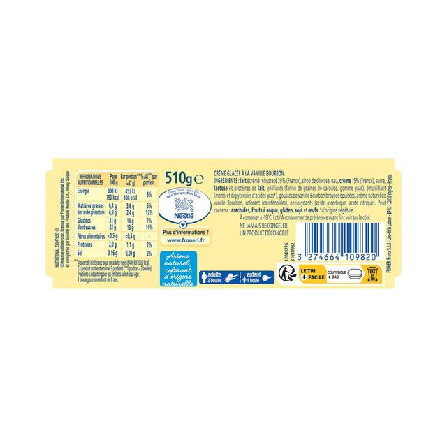 3274664109820 - La laitière - Crème glacée Vanille Bourbon 750ml