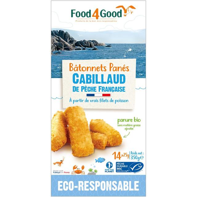 3426434010021 - Food4Good - Bâtonnets de cabillaud Pêche Française MSC