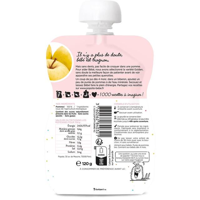 3760262840321 - Popote - Pomme Bio Gourde Bébé Dès 4/6 mois