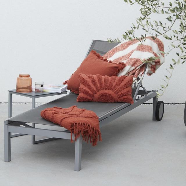 5404035710821 - Point virgule - Plaid en polyester 100% recyclé blanc/terracotta