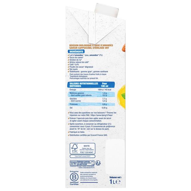 3229820791821 - Bjorg - Lait d'Amande Cappuccino Boisson Végétale Bio