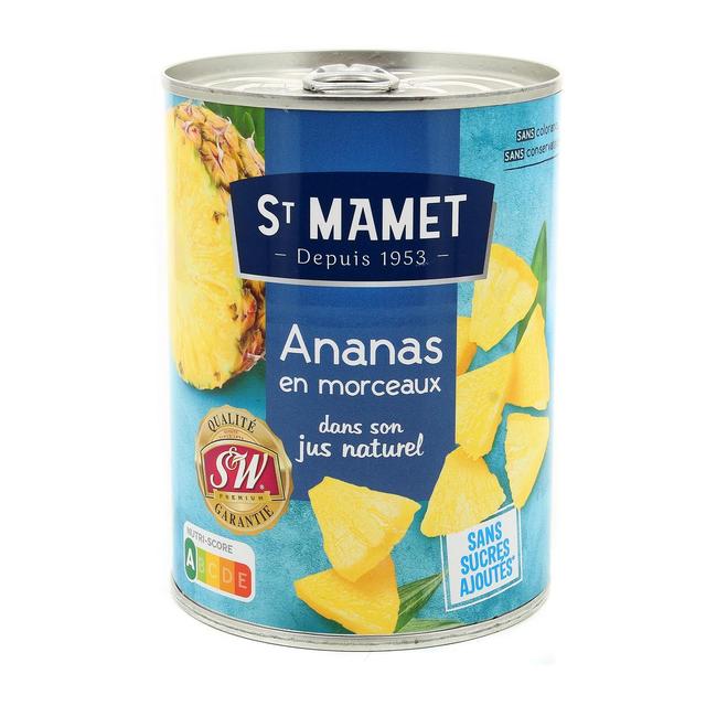 3080920981921 - Saint-Mamet - Ananas Morceaux au jus sans sucres ajoutés 3/4